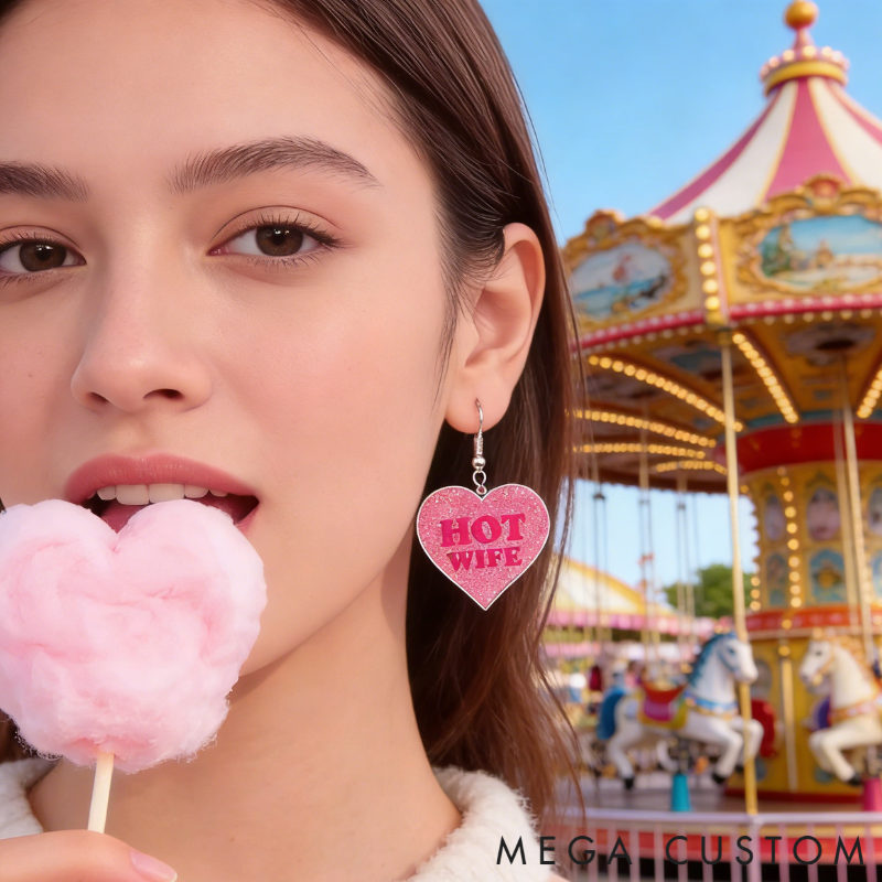 Personalized Heart Shaped Barbie Style Earrings Custom Name Holiday Gift for Her