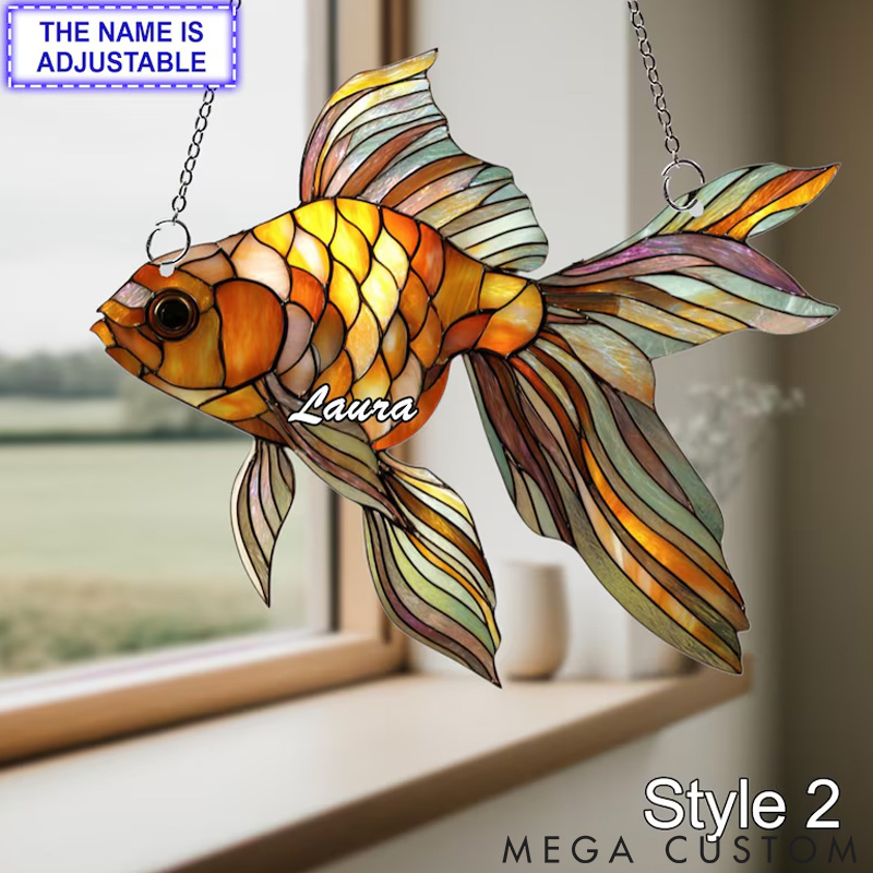 Personalized Pet Lover Custom Goldfish Window Hanging Sun Catcher Pet Fish Memorial Gift for Fish Lover Sun Catcher