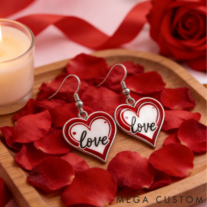 Personalized Sweetheart Love Earrings Custom Name Romantic Gift for Her