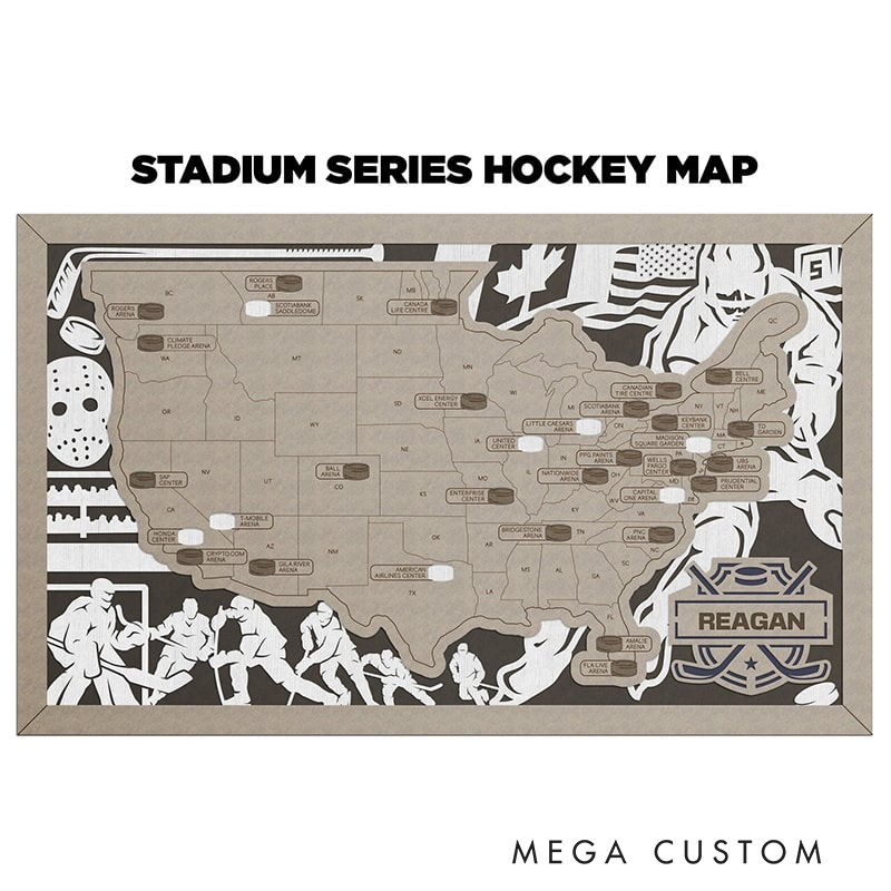Personalized Hockey Stadium Series Sports Travel Map