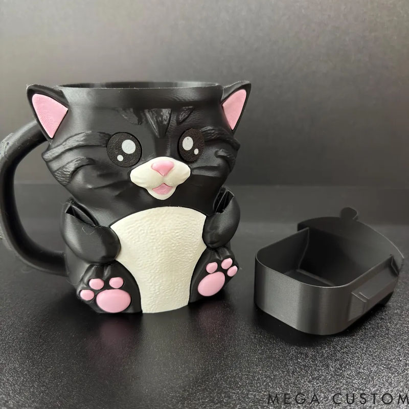 Personalized Cat Ice Cream Pint Holder 3D Printed with Spoon Slots & Snack Drawer for Pet Pet Lover For Dog Lover