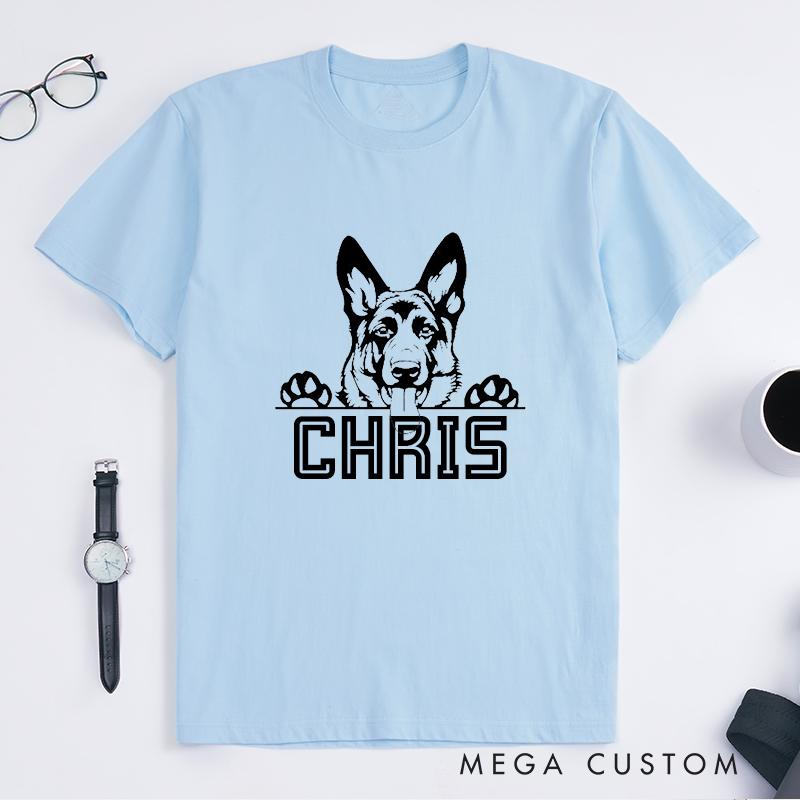 Personalized German Shepherd Illustration Personalized Police K9 Design Gift for Police Officer T-Shirt
