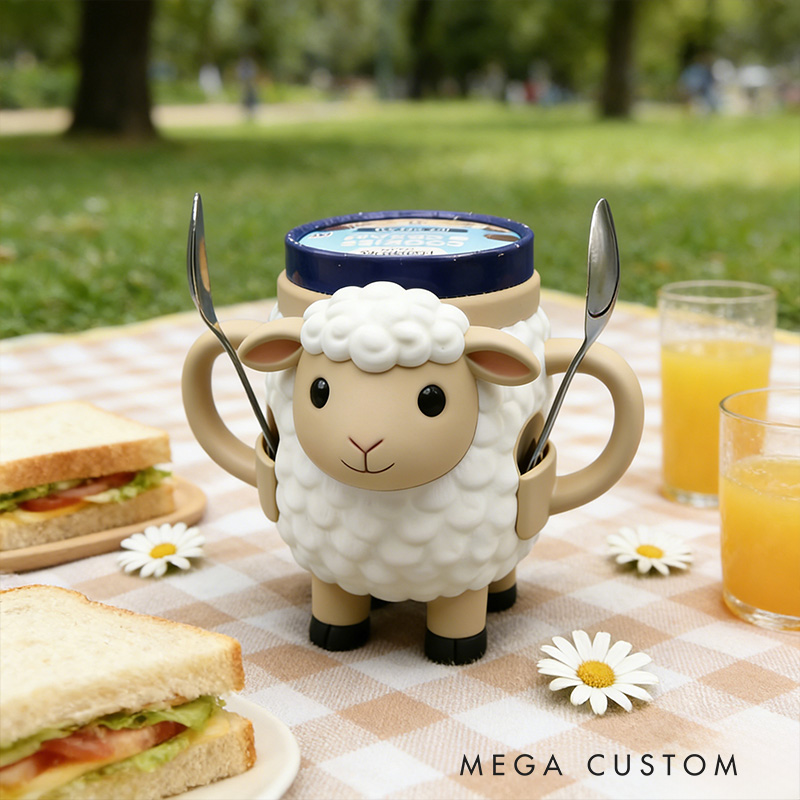 Personalized the Lion and the Lamb Ice Cream Cozy Pint Holder 3D Printed with Spoon Slots Religious Gift for Ice Cream Lover
