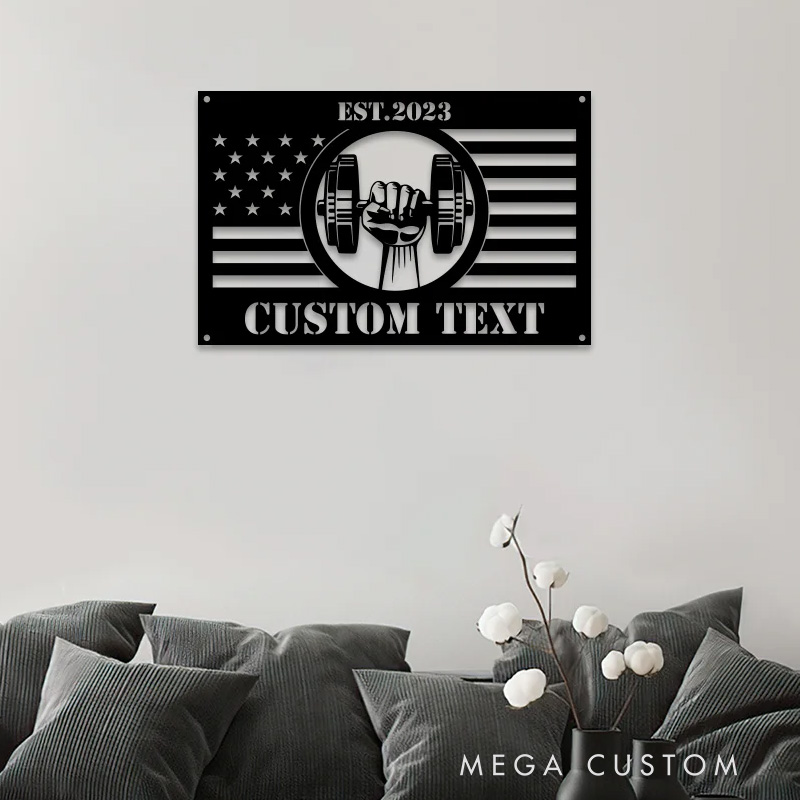 Personalized Metal Gym Sign Dumbbell Home Gym Sign Wall Decor Metal Sign for Gym Lovers