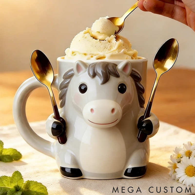 Personalized Horse Lover Horse Ice Cream Pint Holder 3D Printed with Spoon Slots & Snack Drawer for Pet Pet Lover for Horse Lover