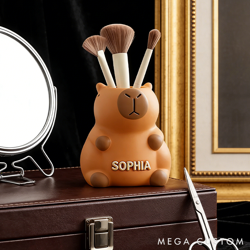 Personalized Capybara Pen Holder Cute Cartoon Capybara Organizer Funny PVC Desk Storage Office Decor Gift for Stationery or Makeup Brushes