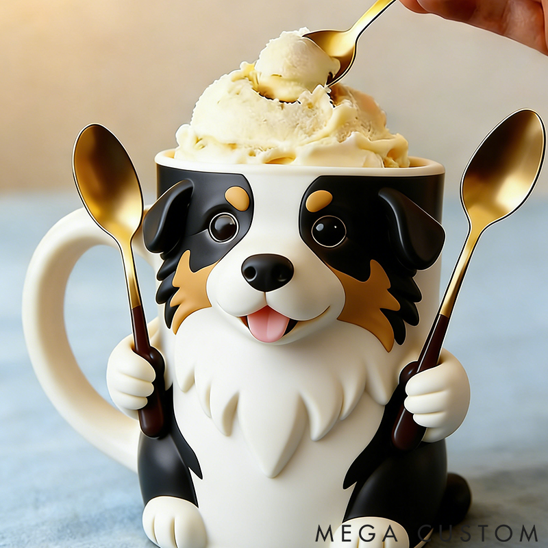 Personalized Dog Lover Border Collie Ice Cream Pint Holder 3D Printed with Spoon Slots & Snack Drawer for Pet Pet Lover for Dog Lover