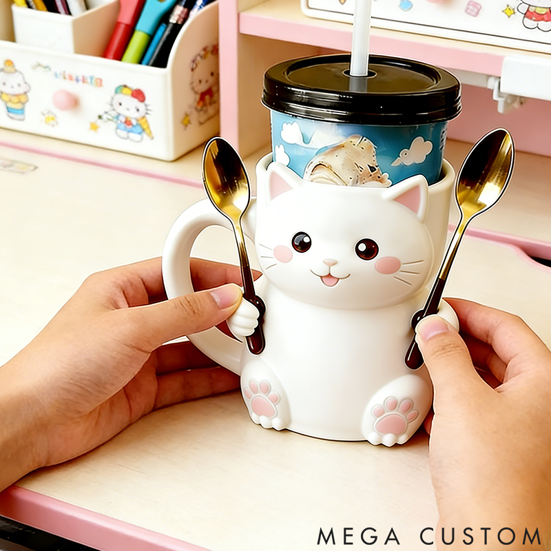Personalized Cat Lover Cat Ice Cream Pint Holder 3D Printed with Spoon Slots & Snack Drawer for Pet Pet Lover for Cat Lover