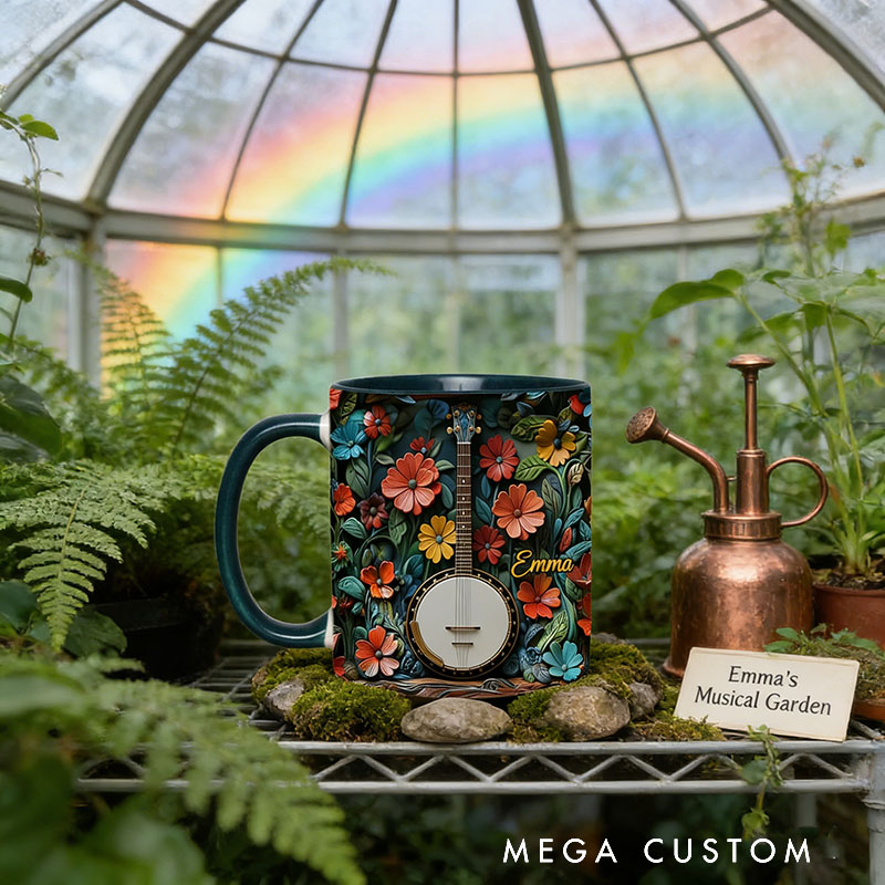 Personalized Banjo Mug Custom Name Gift for Her Music Lover Banjo Lover Present for Mother Wife Daugther Girlfriend