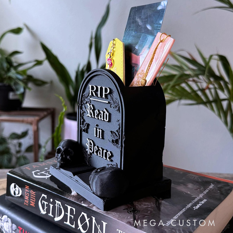 Spooky Gravestone Bookmark Holder Gothic Bookshelf Decor Halloween Decor Bookish Horror Trinkets Unique Bookmark Container Organizer