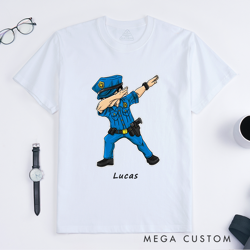 Personalized Police Back the Blue Patriotic Police Support Flag Design Gift for Police Officer T-Shirt
