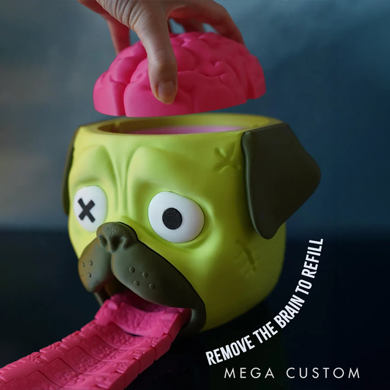 Novelty Zombie Pug Brain Candy Dispenser – Fun Kids Snack Holder with Interactive Pop-Up Design
