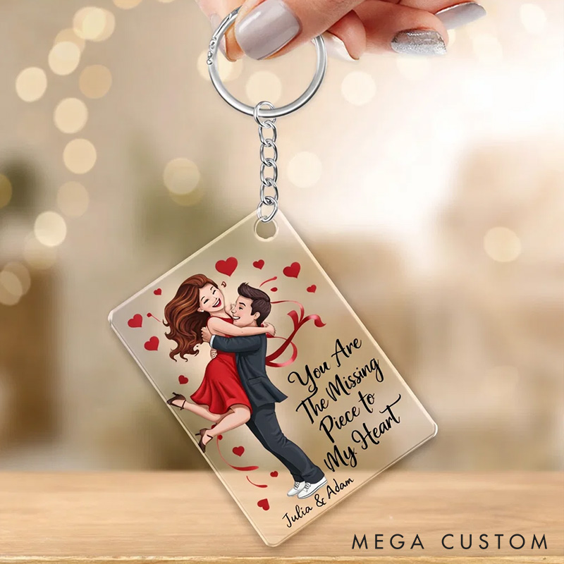 Personalized Romantic Couple Keychain You Are the Missing Piece to My Heart Custom Couple Gift Keyring Valentines Anniversary Gift