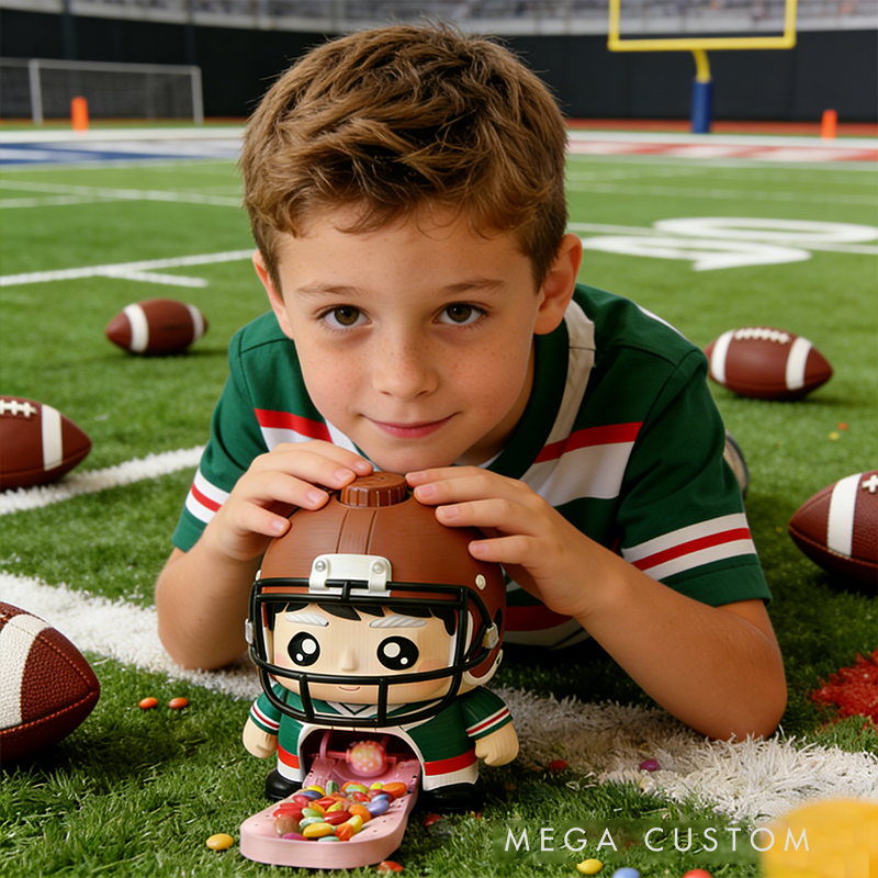 Football Player Candy Dispenser – Interactive Sports-Themed Snack Holder for Kids & Game Days
