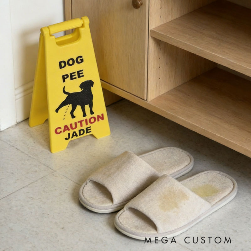 Personalized Mini Dog Pee Wet Floor Sign Gag Gift 3D Printed 5 inch or 7 inch Tall