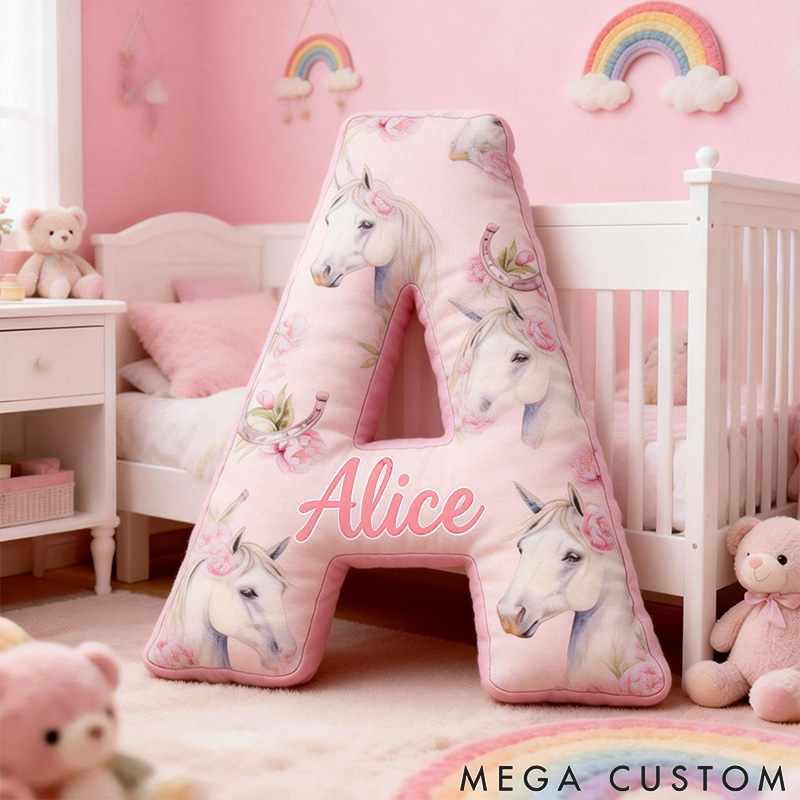 Personalized Pet Lover Funny White Watercolor Horse with Peonies Graphic 3D Print Pillow