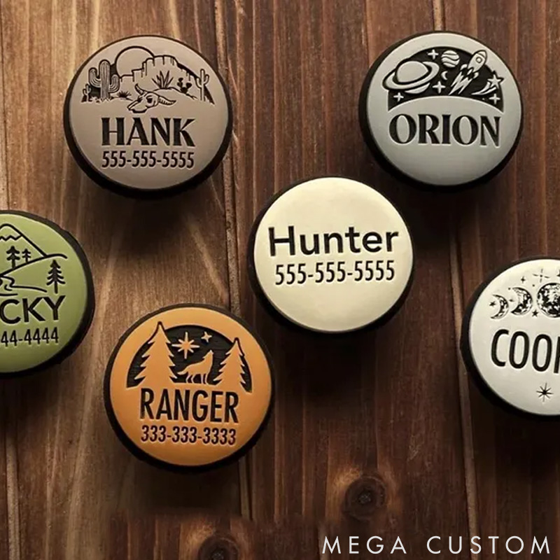 Personalized Silent Slide on Dog ID Tag with Design Custom Dog Name Collar Tag Silicone Dog AirTag Holder Cute Popular Pet ID Tags