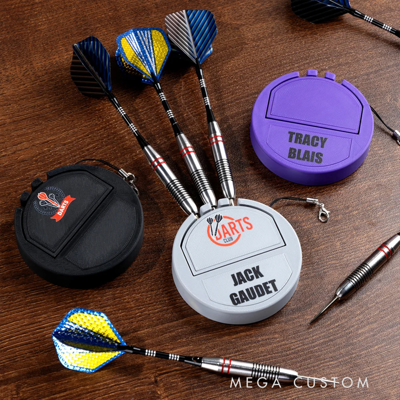 Personalized 3D Printed Logo Portable Pocket Dart Holder with Text and Base for Holding 3 Darts Desk Decor Birthday Gift for Dart Lover
