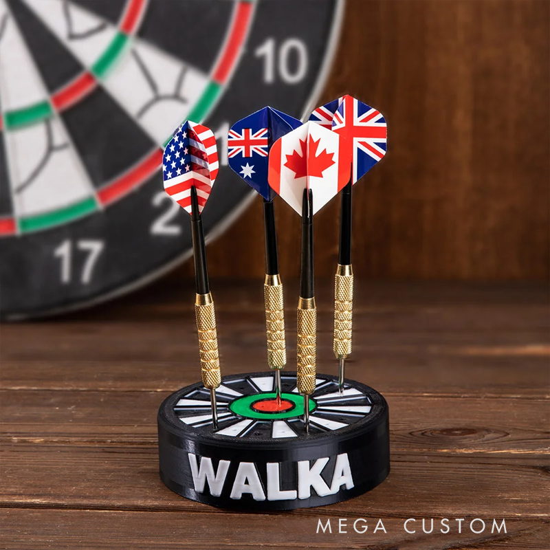Personalized 3D Printing Mini Dartboard Design Dart Holder with Name Holds 23 Pcs Darts Birthday Gift for Dart Lover