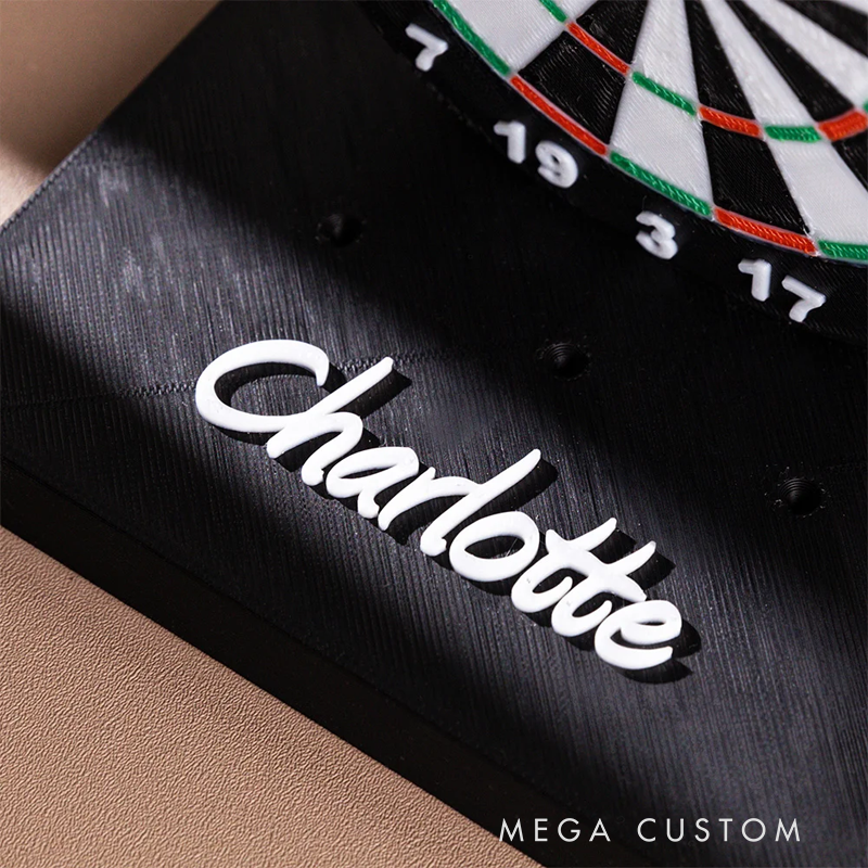 Personalized 3D Printed Dartboard Pattern Dart Holder with Text and Base for Holding 3 Darts Desk Decor Birthday Gift for Dart Lovers