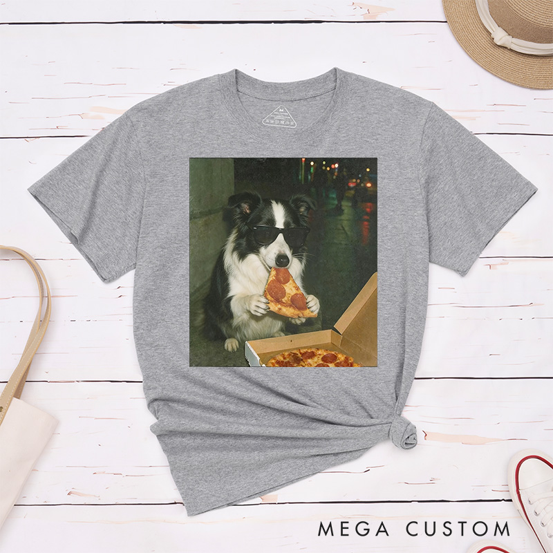 Personalized Pet Lover Funny Pet Eating Pizza Shirt Pet Meme Graphic Tee T-Shirt