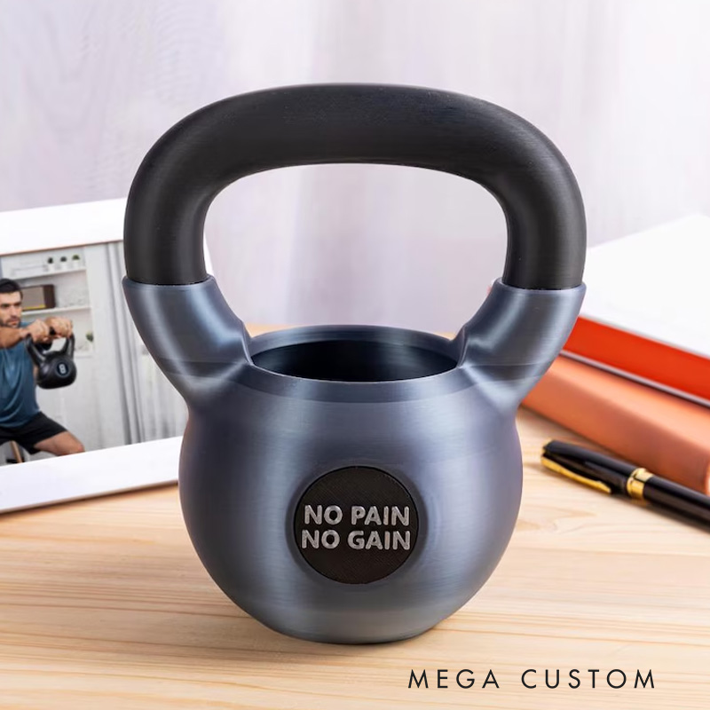 Personalized Text Kettlebell Pencil Holder 3D Printed Kettlebell Desk Organizer Gym Accessory Housewarming Birthday Gift for Fitness Lover