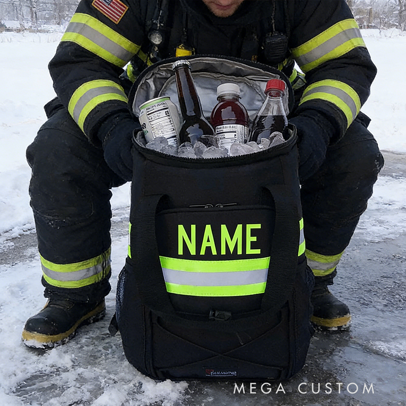 Personalized Custom Hi-Vis Insulated Cooler Backpack - Personalized Name Reflective Strip Leakproof Cooler Bag for Outdoor, Work, Picnics & Travel
