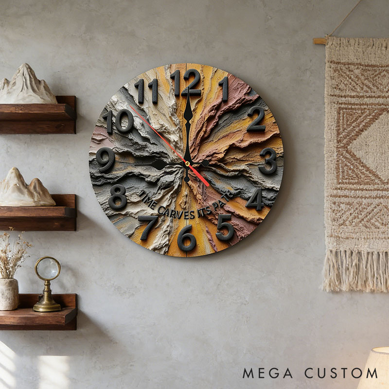 Personalized Man Woman Time Carves Its Path Wall Clock Custom Resembling Geological Layer 3D Effect Clock Anniversary Valentine's Day Gift for Him Her
