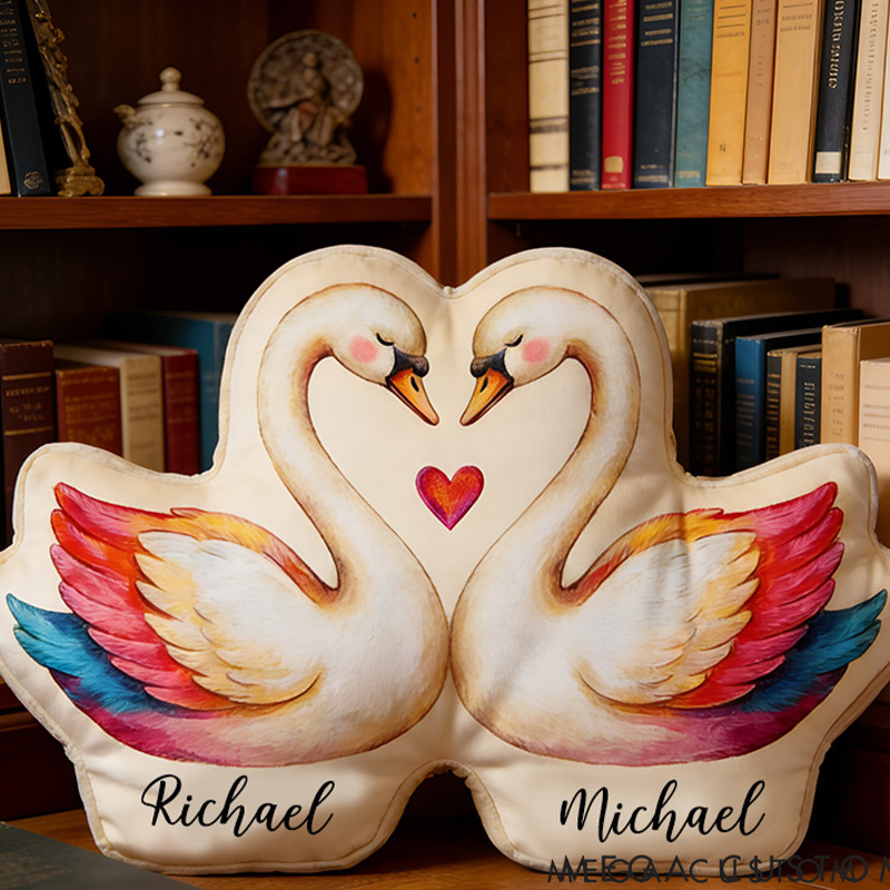 Personalized Couple Goose Pillow with Name Custom Throw Pillow for Her Valentine's Day Gift for Her Him