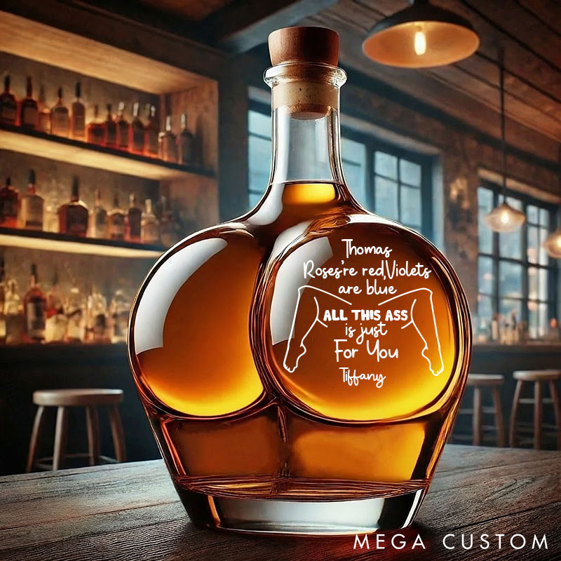 Personalized Whiskey Decanter with Playful Quote I Love Your Face Especially Between My Legs Naughty Gift for Couples Husband Whiskey Glass Bottle