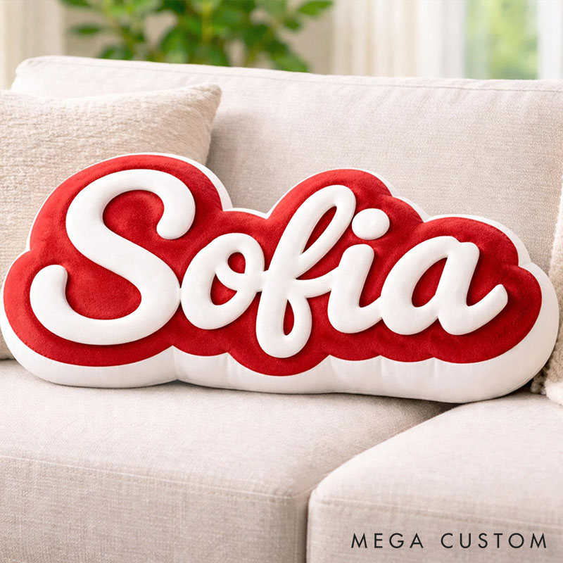 Personalized Cloud Name Pillow Custom Valentines Gift for Wife Girlfriend Stylish Cozy Decor 3D Effect 2D Flat Pillow