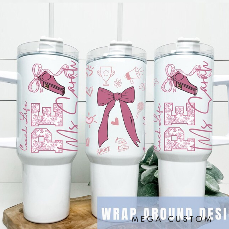 Personalized Fitness Tumbler Physical Education Teacher Gift Custom Travel Cup End of School Gift Quencher for Sport Teacher Gift for Gym Lovers