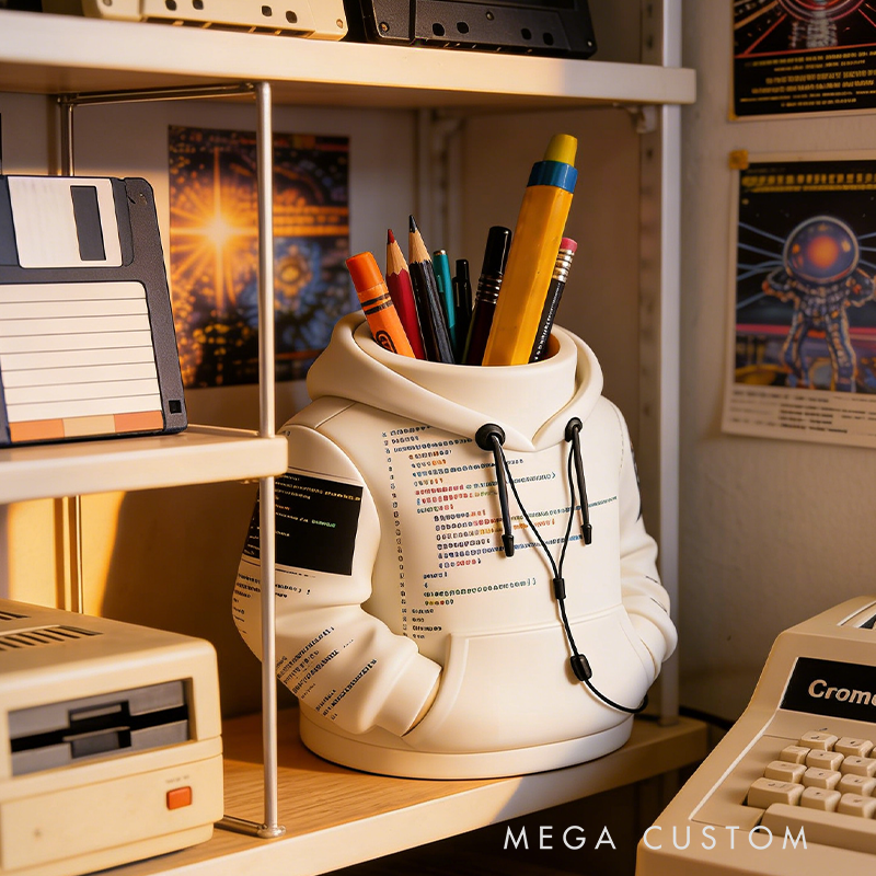 Hoodie-Style 3D Printed Pen Holder - Tech-Inspired Desk Organizer for Stationery