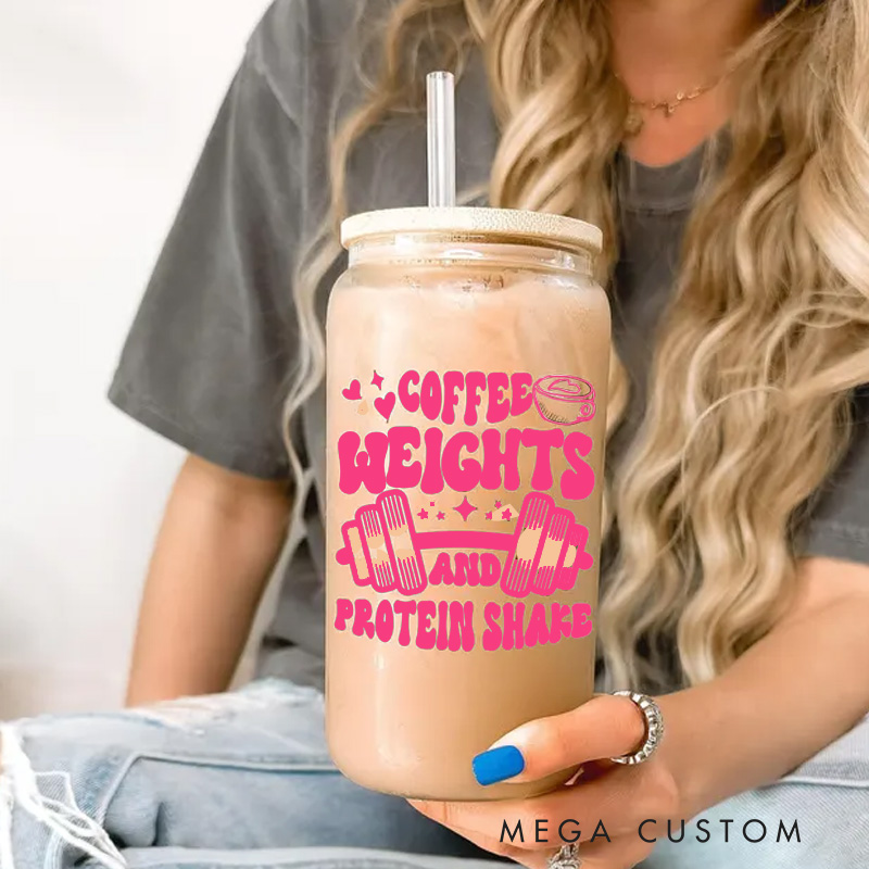 Personalized Gym Water Glasses Gym Lover Cup Beer Can Glass with lid straw Workout Iced Coffee Gift for Gym Girl
