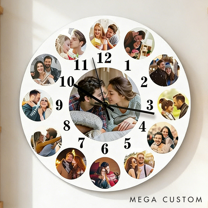 Personalized Couple Photo Portrait Wall Clock Custom Newlyweds Wall Clock with Couple Own Picture Valentines Day Gift for Him Her Anniversary Gift