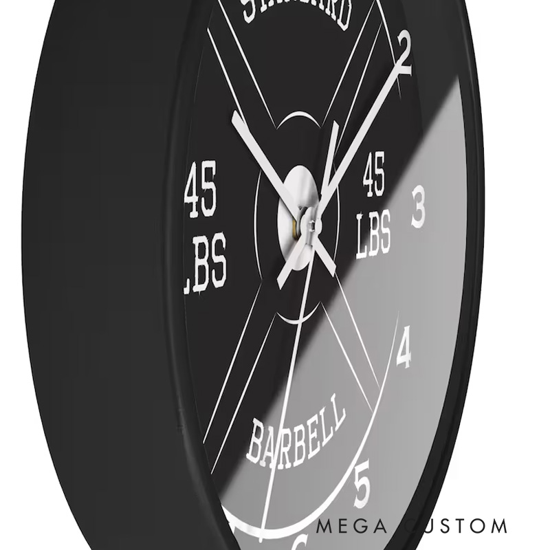 Personalized Gym Wall Clock 45lb Barbell Gym Clock Silent Analog Wall Decor Workout Clock Wall Clock for Gym Lover
