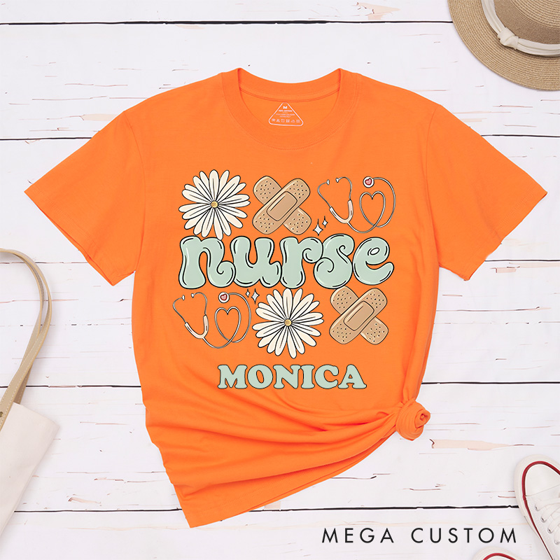Personalized Nurse T-Shirts Compassion in Bloom Nurse Essentials Fashion Design T-Shirts