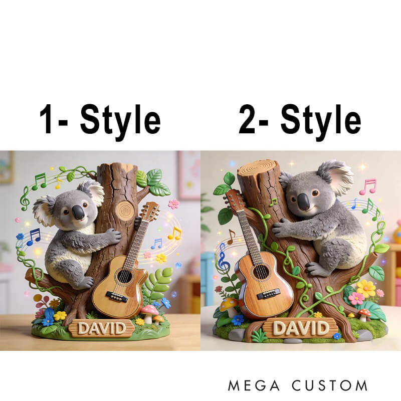 Personalized Koala Guitar Music Theme Ornament Desktop Figurine for Music Lovers Acrylic Plaque Gift for Kids Music Studio