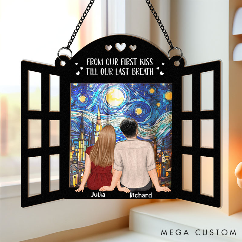 Personalized Window Hanging Suncatcher Ornament Custom Together Since Couples Window Frame Hanging Decor Valentine's Anniversary Gift