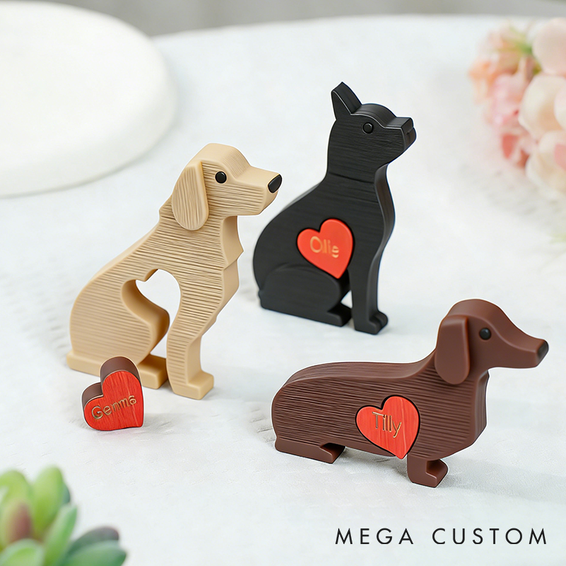 Personalized Dog Lover Mini Pocket Dog with Red Heart Name Collectible Statue Desk Decor Birthday Gift for Dog Lovers Owners