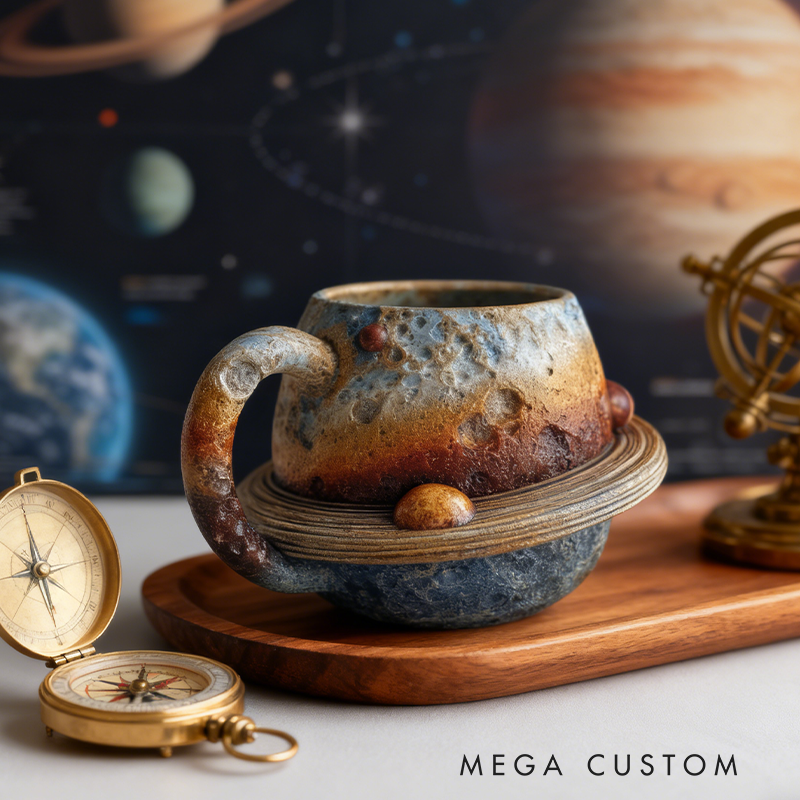 Saturn Resin Mug - Ringed Planet 3D Textured Space Coffee Cup