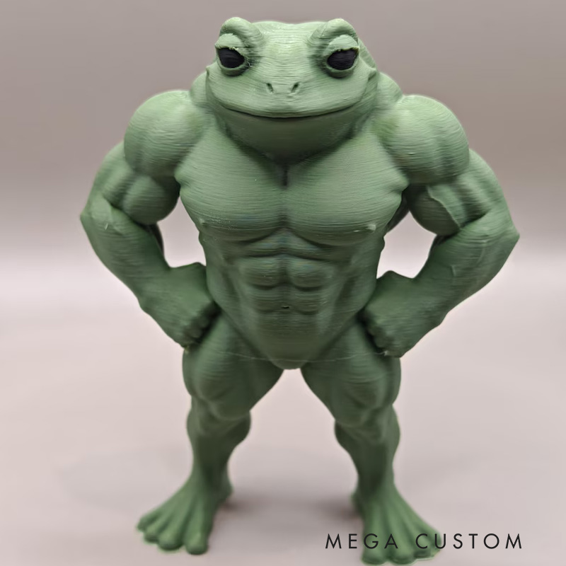 Personalized 3D Printed Hench Frog Muscular Gym Gift Desk Mascot Weightlifter Strength Trainer Desk Decor Gift for Friends Gym Rat Gym Lovers