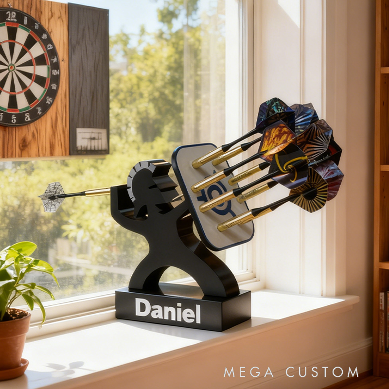 Personalized Custom Name 3D Printed Dart Holder - Personalized Warrior-Shaped Storage Stand for Darts