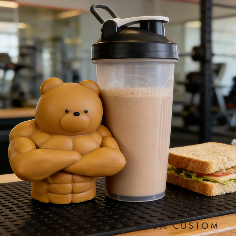 Personalized 3D Printed Hench Couple Bear Muscular Gym Gift Desk Mascot Weightlifter Strength Trainer Desk Decor Gift for Friends Gym Rat Gym Lovers