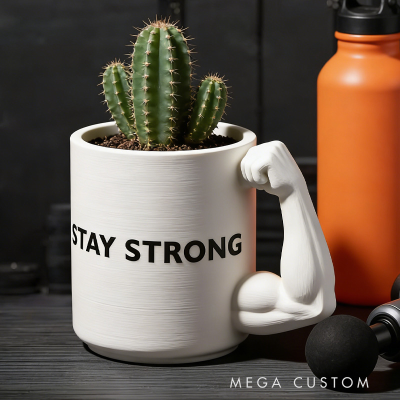 Personalized 3D Printed Bicep Handle Planter Plant Pot Weightlifter Strength Trainer Airplant Succulent Holder Gift for Friends Gym Rat Gym Lovers