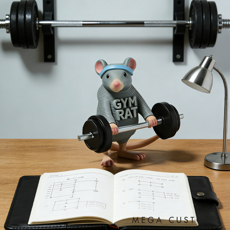 Personalized 3D Printed Hench Rat Muscular Gym Gift Desk Mascot Weightlifter Strength Trainer Desk Decor Gift for Friends Gym Rat Gym Lovers