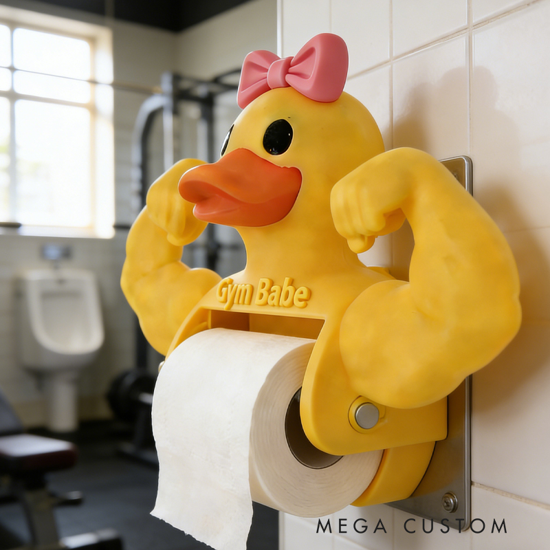 Personalized 3D Printed Funny Muscle Duck Toilet Paper Holder Weightlifter Design Funny Bathroom Decor Funny Bathroom Decor Gym Themed Fitness Inspired