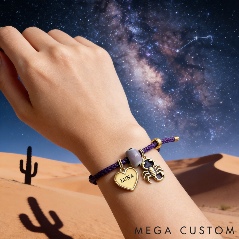 Personalized Zodiac Initials Couple Bracelet Engraved Constellation Charm Gift for Lovers Romantic Connection