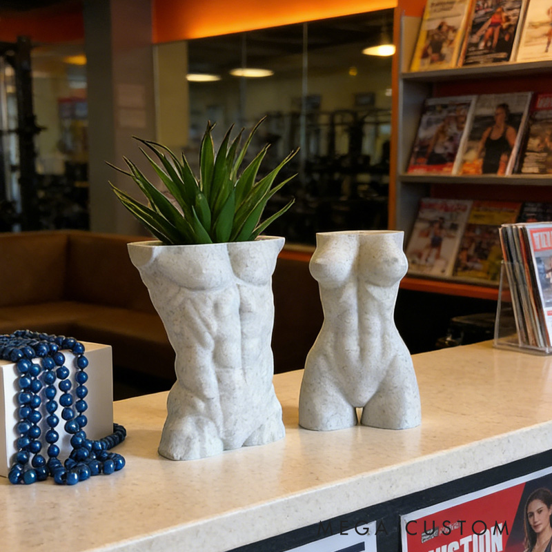 Personalized Fitness Male Female Couple Torso Planter 5 Modern Body Pot Air Plant Holder Home Decor Athlete Gift for Coach Trainer Gym Lover