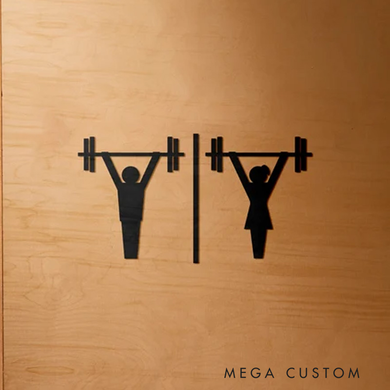 Personalized Metal Gym Sign Male and Female Gym Bathroom Sign Weightlifting Gift for Gym Lovers